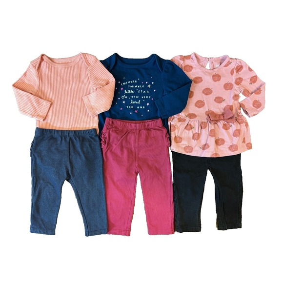 The Children's Place Other - Baby Girl Outfits‎ 6/9 9 Months Long Sleeved Bodysuits Shirts Pants Clothes Lot